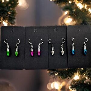 1 pair handmade Christmas light earrings, handcrafted holiday jewelry